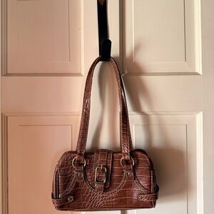 SOLD
Brown Croc-Embossed Shoulder Bag